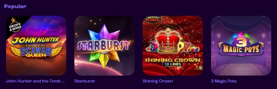 Wheelz Casino top games